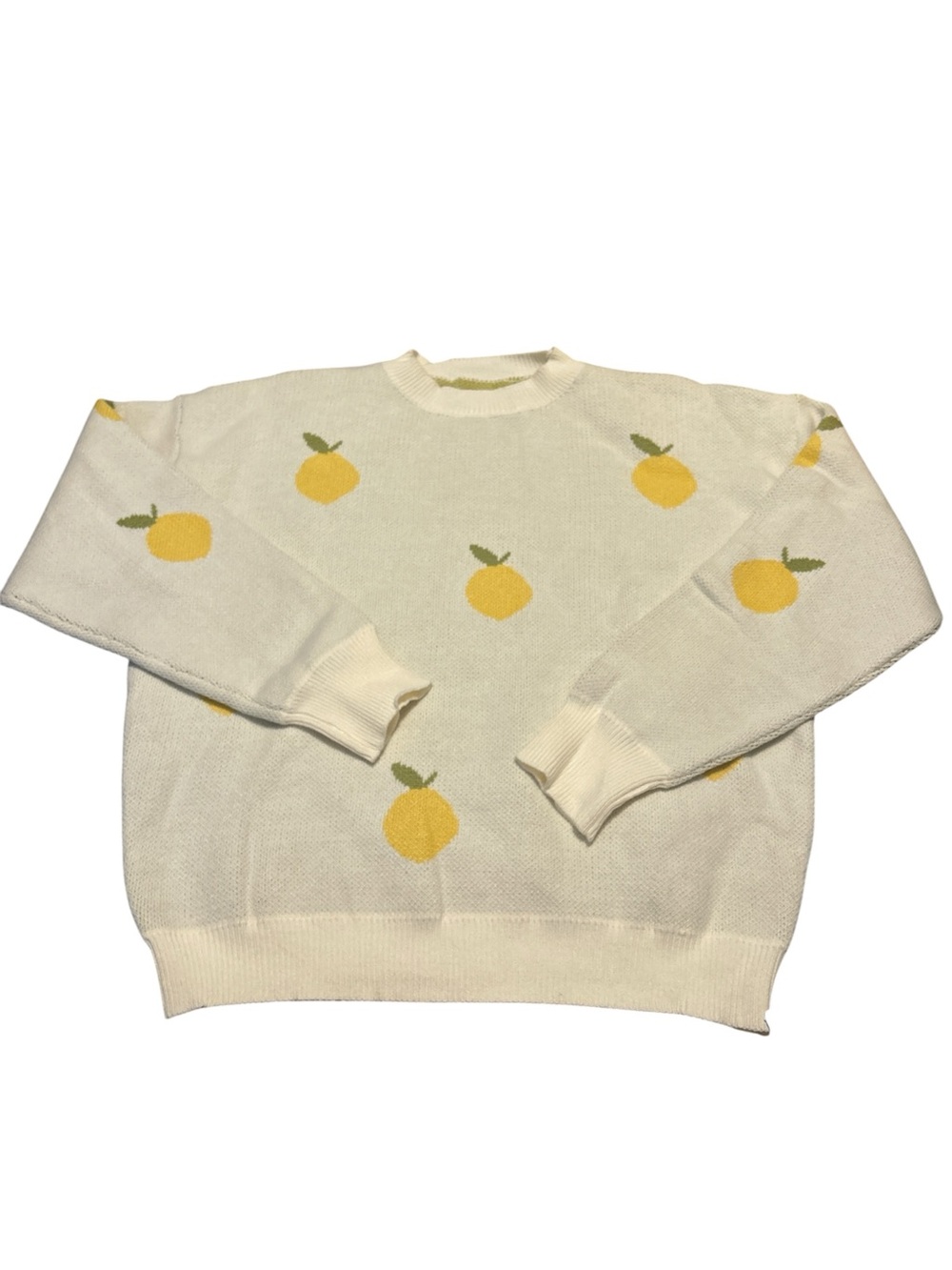 Lemon Crew Neck Pullover Sweater